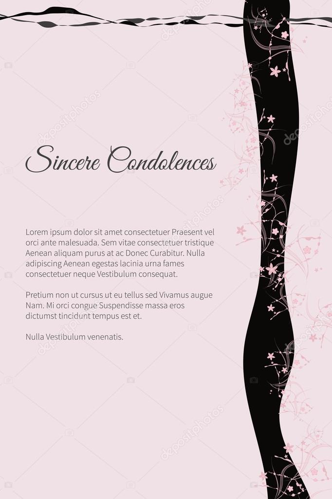 Vector funeral card with elegant abstract floral motif