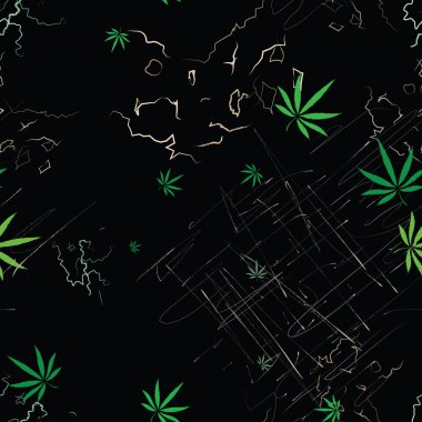 Esrar yaprakları ve scra ile renkli soyut seamless modeli