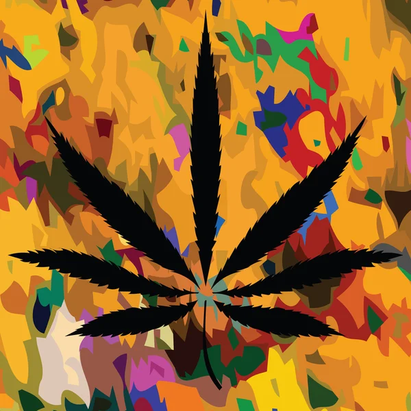 Buntes Bild von Cannabisblättern im abstrakten Kunststil — Stockvektor