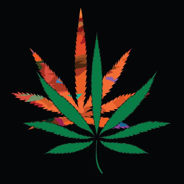 Imagen colorida de las hojas de cannabis en estilo de arte abstracto — Vector de stock