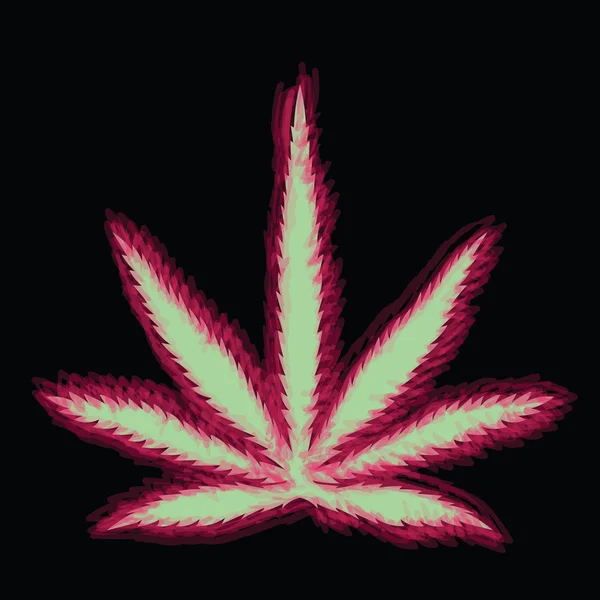 Image colorée des feuilles de cannabis dans un style artistique abstrait — Image vectorielle