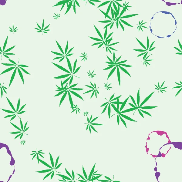 Kleurrijke abstracte naadloze patroon met cannabis verlaat — Stockvector