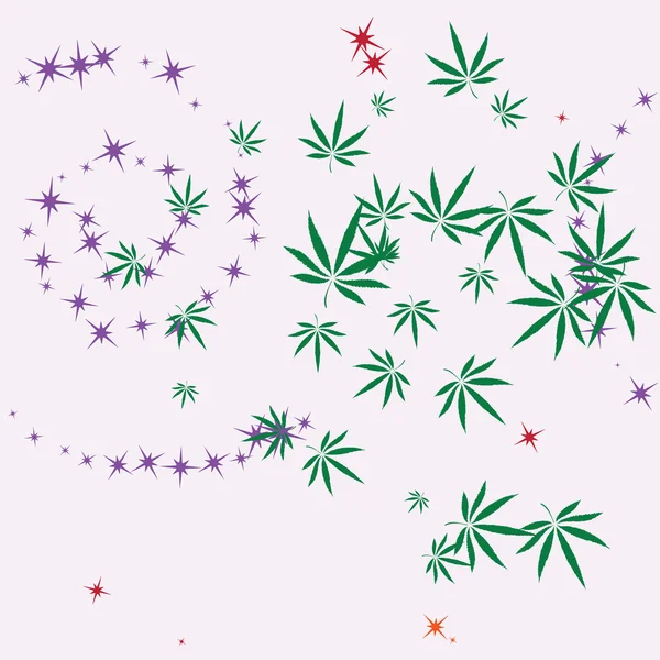 Modèle abstrait sans couture coloré avec des feuilles de cannabis — Image vectorielle