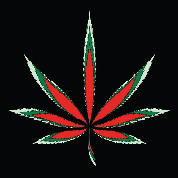 Imagen colorida de la hoja de cannabis en estilo de arte abstracto — Vector de stock