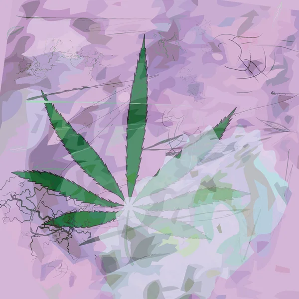 Imagem colorida da folha de cannabis em estilo arte abstrata —  Vetores de Stock