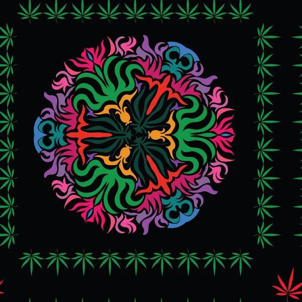Colorato modello astratto senza cuciture con foglie di cannabis — Vettoriale Stock