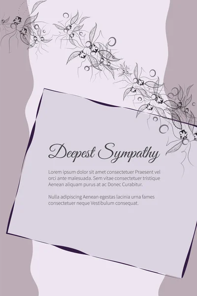 Tarjeta funeraria vectorial con elegante motivo floral abstracto — Vector de stock