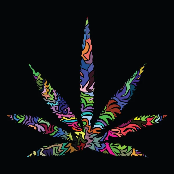 Imagen colorida de la hoja de cannabis en estilo de arte abstracto — Vector de stock