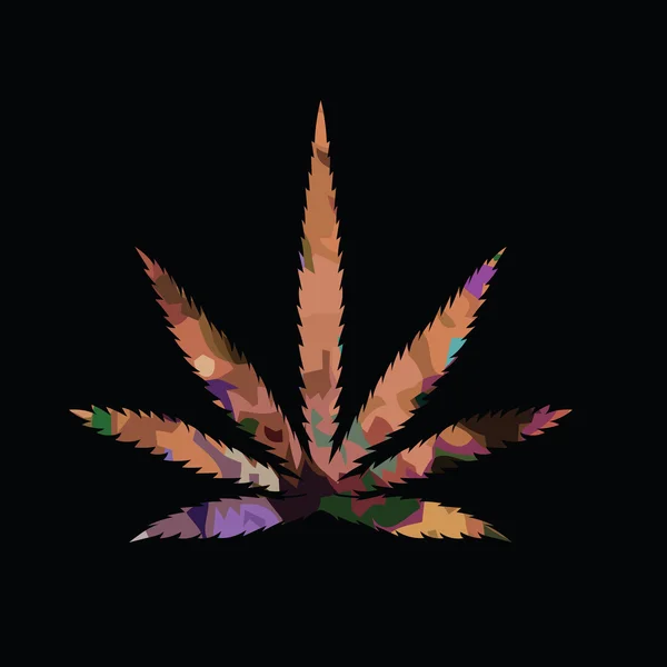 Imagen colorida de la hoja de cannabis en estilo de arte abstracto — Archivo Imágenes Vectoriales