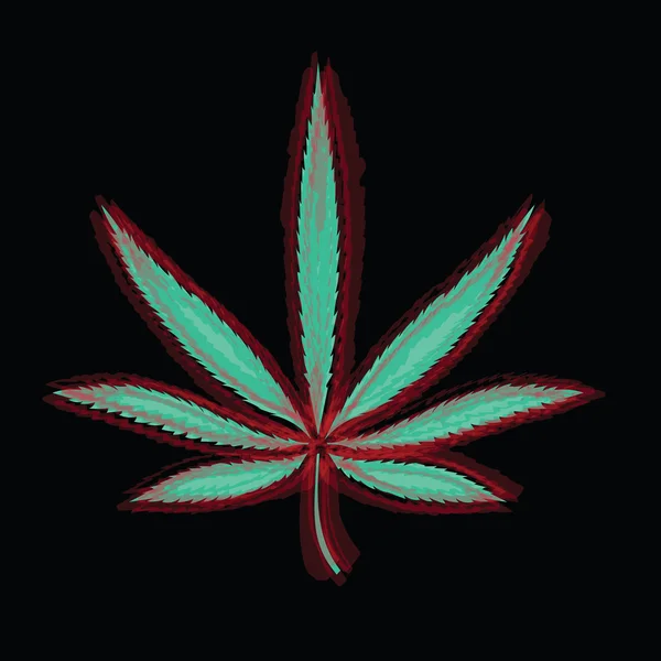 Imagem colorida da folha de cannabis em estilo arte abstrata —  Vetores de Stock