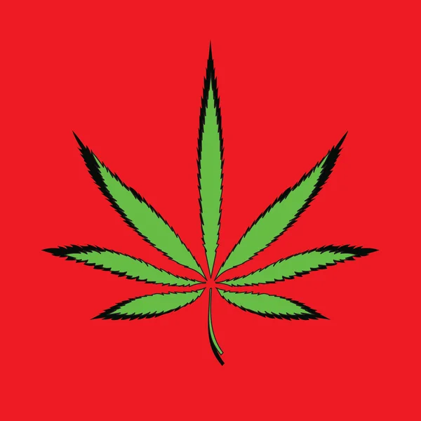 Imagen colorida de la hoja de cannabis en estilo de arte abstracto — Vector de stock