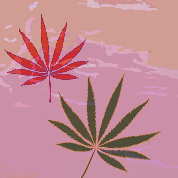 Kleurrijke afbeelding van cannabis blad in abstracte kunststijl — Stockvector