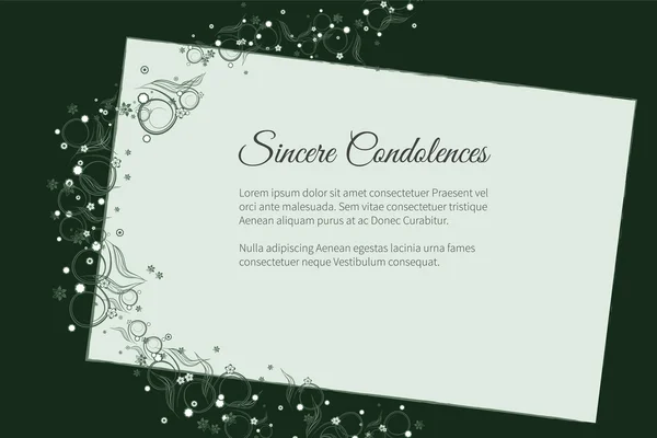 Tarjeta funeraria vectorial con elegante motivo floral abstracto — Vector de stock