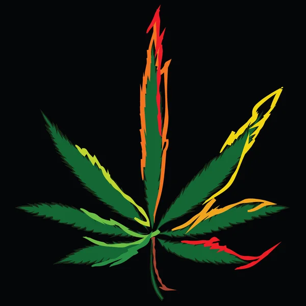 Imagem colorida da folha de cannabis em estilo arte abstrata — Vetor de Stock