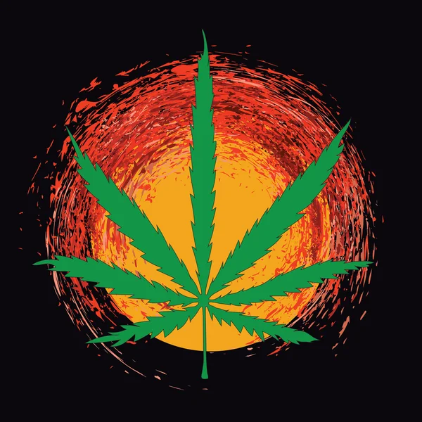 Imagen colorida de la hoja de cannabis en estilo de arte abstracto — Vector de stock