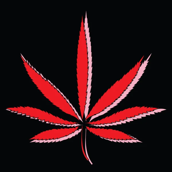 Imagen colorida de la hoja de cannabis en estilo de arte abstracto — Vector de stock