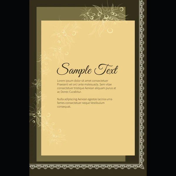 Cartão de convite fúnebre com motivo floral abstrato elegante, escuro — Vetor de Stock