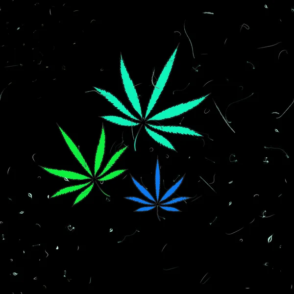 Padrão sem costura abstrato colorido com folhas de cannabis —  Vetores de Stock