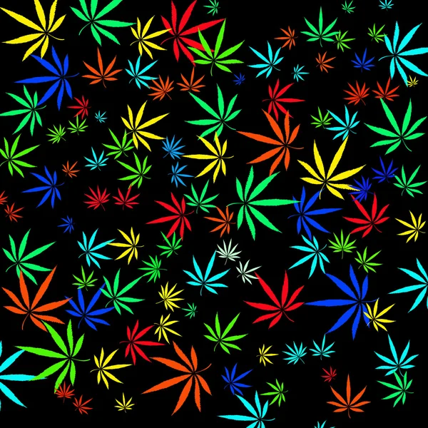 Fundo vetorial elegante com folhas de maconha coloridas em estilo abstrato —  Vetores de Stock