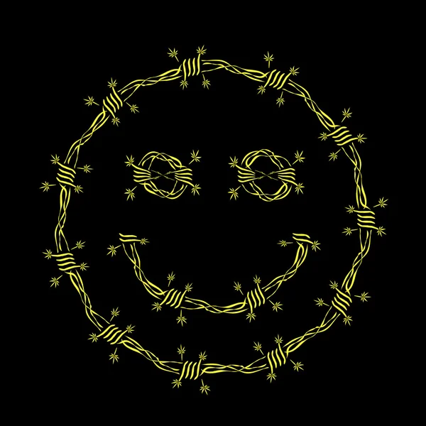 Dikenli tel ve esrar bırakır sanat tarzı bitmiş Smile, vektör görüntü