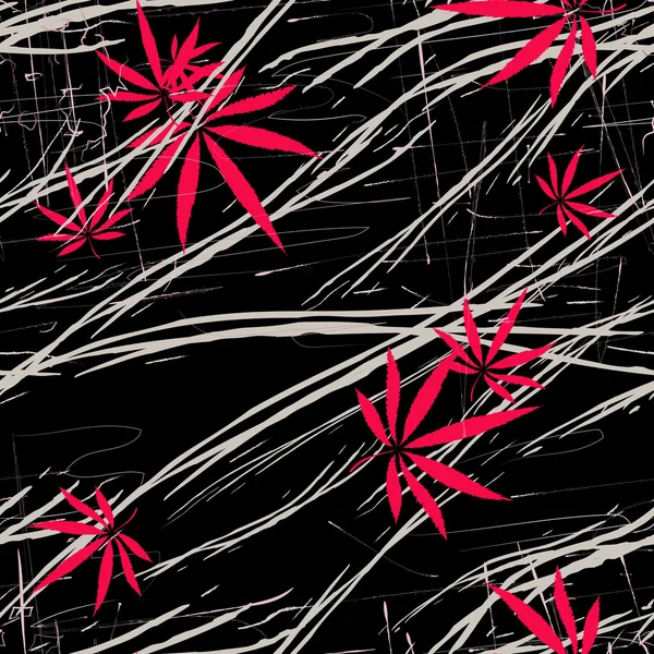 Colorful abstract seamless vector pattern with Marijuana leaves and barbed wire