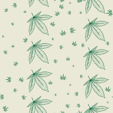 Soyut sorunsuz vektör desen renkli marihuanayla bırakır