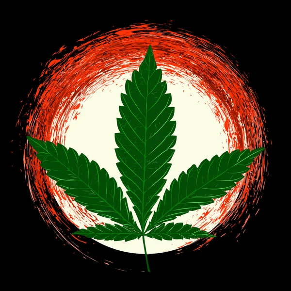 Marihuana yaprağı ve soyut sanat tarzı biraz psychedelic bir şekilde yapılır, güneşte vektör görüntü — Stok Vektör