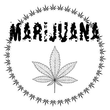 Vectorl resim sanat stil ve biraz psychedelic bir şekilde yapılan Word'de esrar, esrar yaprağın