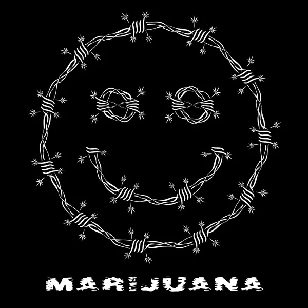 Image vectorielle de Barbed Wire et Marijuana Leaves Smile, réalisée dans un style abstrait — Image vectorielle