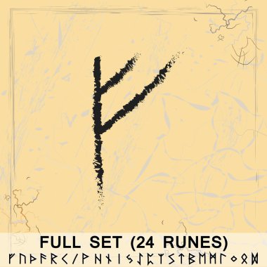 Colorful vector image of Standard Norse Futhark Runes, full set (24 runes) in abstract art style, done in a slightly psychedelic manner
