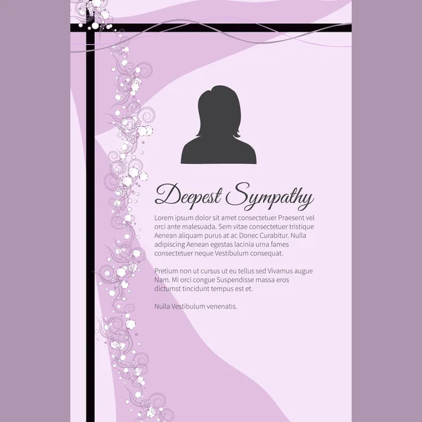 Deepest Sympathy vector lettering in abstract style, place for text and photo — Stock Vector