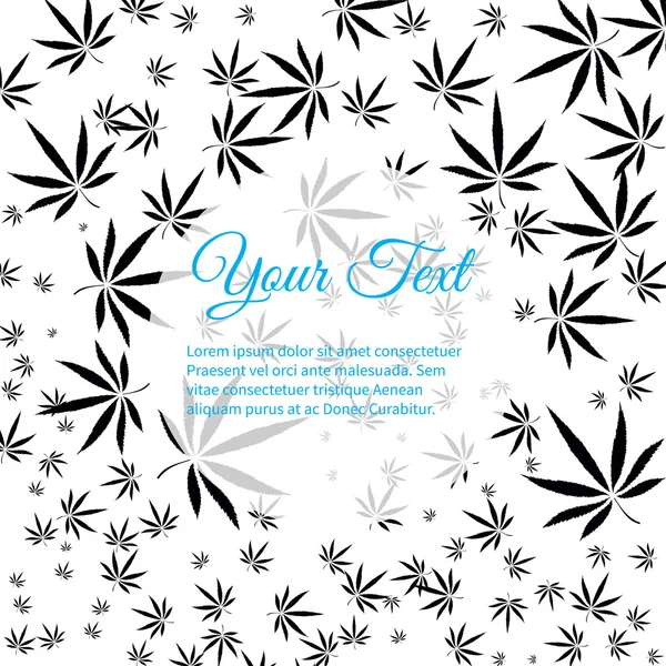 Cadre pour texte avec image colorée de feuilles de marijuana et de fils barbelés dans un style abstrait — Image vectorielle