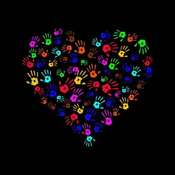 Colorful image of the Heart of Hands in abstract art style, done in a slightly psychedelic manner