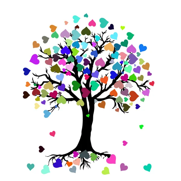 Image vectorielle de Tree with colorful Hearts dans un style abstrait — Image vectorielle