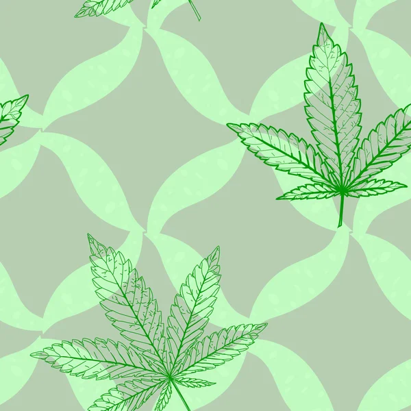 Pola vektor mulus abstrak dengan daun Marijuana berwarna-warni - Stok Vektor