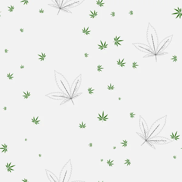 Abstraktes, nahtloses Vektormuster mit bunten Marihuanablättern — Stockvektor