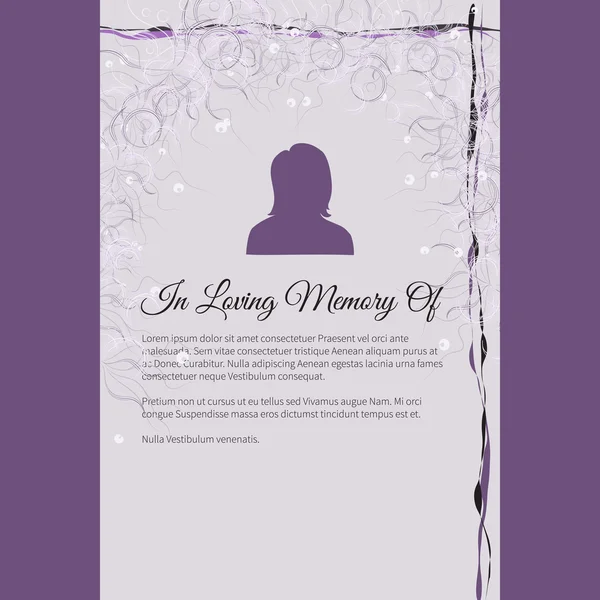 In Loving Memory Of vector lettering in abstract style, place for text and photo — Stock Vector