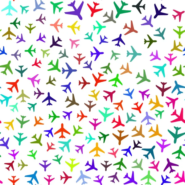 Modèle sans couture coloré abstrait avec des avions — Image vectorielle