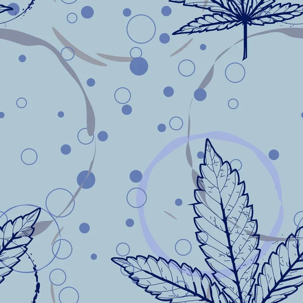 Patrón sin costura colorido abstracto con hojas y círculos de marihuana — Vector de stock
