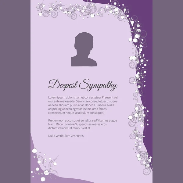 Deepest Sympathy vector lettering in abstract style, place for text and photo — Stock Vector