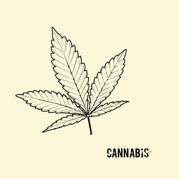 Abbildung eines Marihuanablattes im abstrakten Kunststil, leicht psychedelisch — Stockvektor