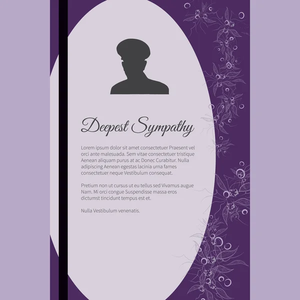 Deepest Sympathy vector lettering in abstract style, place for text and photo — Stock Vector