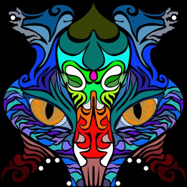 Bir korkuluk. Vektör resim sanat tarzı biraz psychedelic bir şekilde yapılması,