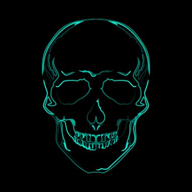 İnsan kafatası vektör görüntü sanat tarzı biraz psychedelic bir şekilde yapılması,