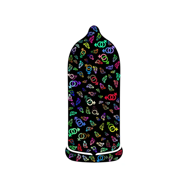 Grafika wektorowa z prezerwatywy kolorowe symbolem Wenus i Mars w streszczenie styl — Wektor stockowy