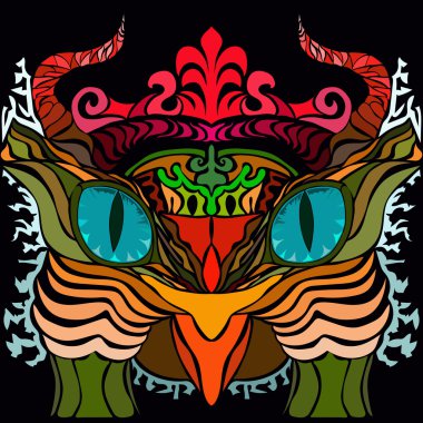 Bir korkuluk. Vektör resim sanat tarzı biraz psychedelic bir şekilde yapılması,