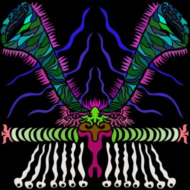 Bir korkuluk. Vektör resim sanat tarzı biraz psychedelic bir şekilde yapılması,