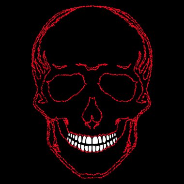 İnsan kafatası vektör görüntü sanat tarzı biraz psychedelic bir şekilde yapılması,