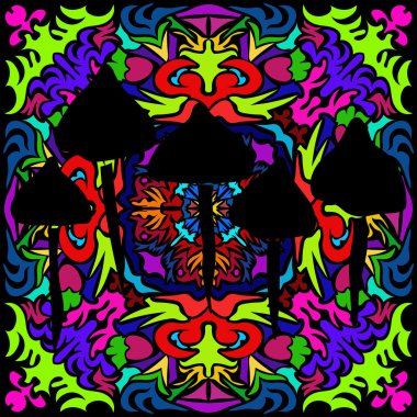 Black Magic Mushrooms in abstract style clipart