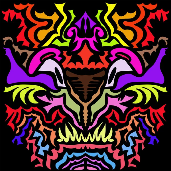 Totem Pole. Vector afbeelding in abstracte kunststijl, gedaan in een lichtjes psychedelische wijze — Stockvector